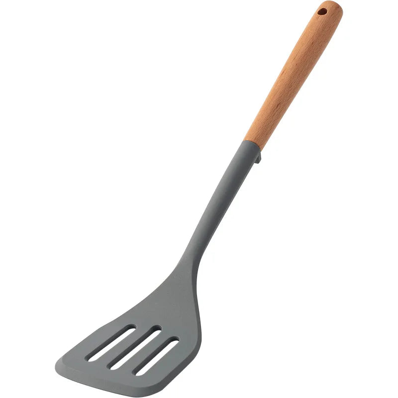 Utensílios de cozinha de silicone com cabo de madeira