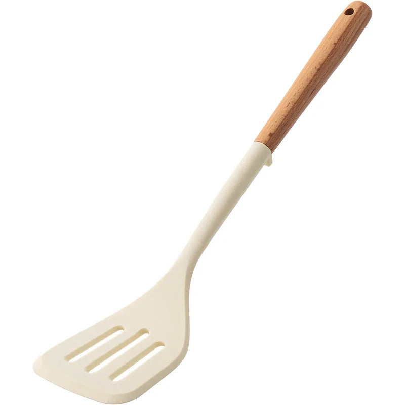 Utensílios de cozinha de silicone com cabo de madeira