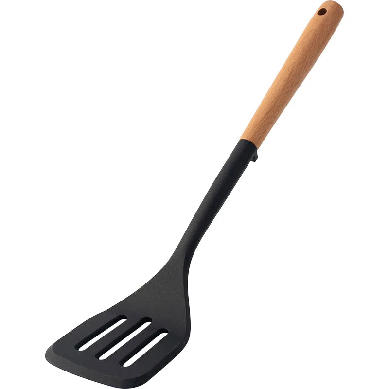 Utensílios de cozinha de silicone com cabo de madeira